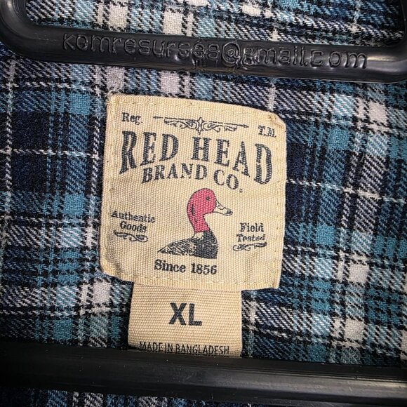 Mens Red Head Blue White Plaid Flannel Shirt Button Down Long Sleeve Size XL - Picture 3 of 8